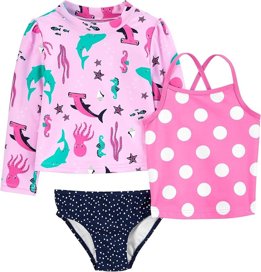 Simple Joys by Carter's Baby Girls 2T Pink 3-Piece Rashguard Swimwear Set L13-24